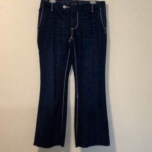 Seven 7 Women’s flare trousers boot‎ cut fray hem dark denim blue jeans size 10